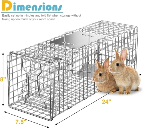 Vista 5 de ZENY Jaula de acero para animales vivos, jaula de roedores para conejos, gatos callejeros, ardillas, mapaches, topos, topes, pollo, zarigüeya