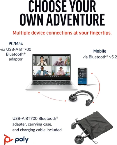 Vista 5 de [Usado] POLY Voyager 4310 UC Auriculares Bluetooth Inalámbricos (Plantronics) - Auriculares Monoaurales con Micrófono Boom con Cancelación de Ruido