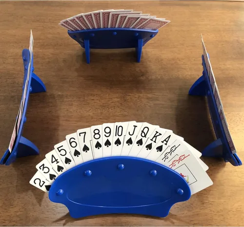 Vista 6 de Yuanhe Portatarjetas para jugar a las cartas, paquete de 4 cartas para adultos, niños, mayores, juego de cartas de canasta, ideal para fiestas