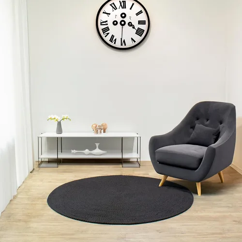 Vista 19 de Super Area Rugs Alfombra trenzada gris pequeña para puerta – Tejido lavable para fregadero de cocina, tapete gris sólido, ovalado, 20 x 30 pulgadas