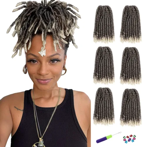 Vista 21 de WIGNEE Cabello de Ganchillo 120 Hebras Locs Sintéticos 8 Pulgadas Locs Suaves Pre-Trenzados 6 Paquetes Cabello de Ganchillo Pre-Anudado para Mujeres
