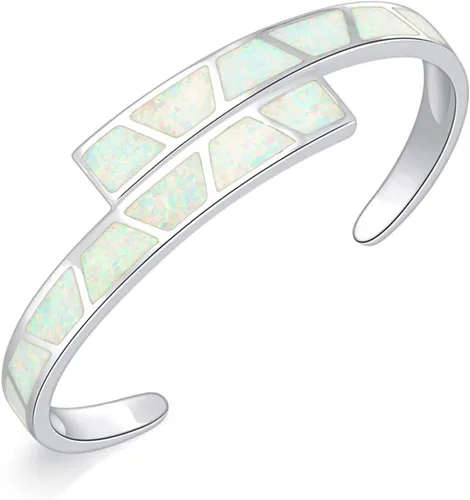 Vista 20 de CiNily Pulsera de ópalo para mujer, chapada en oro, hipoalergénica, con piedras preciosas abiertas