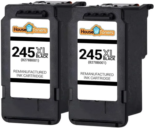Vista 2 de Houseoftoners Paquete de 2 cartuchos de tinta remanufacturados de alto rendimiento de repuesto para Canon PG-245XL Black Pixma iP280, MG2522
