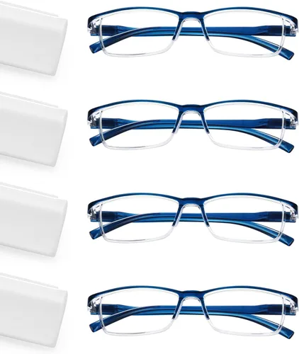 Vista 7 de LUFF Reading Glasses 4 Pack, TR90 Lightweight Blue Light Blocking Readers with Spring Hinges, Computer Reading for Men Women
