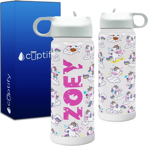 Vista 17 de Cuptify Botella de agua personalizada de unicornio con tapa y funda protectora de silicona, regalo personalizado para niñas que creen en la magia