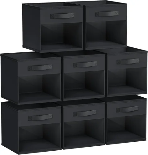 Vista 23 de DIMJ Cubo de almacenamiento, 6 paquetes de contenedores plegables con asas, contenedores de tela para organización, cubos organizadores