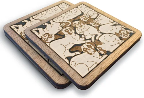 Vista 25 de Posavasos de Rompecabezas de Madera con Perro American Pit Bull Terrier - Regalo Único para Amantes de Perros Pitbull, Posavasos de Rompecabezas