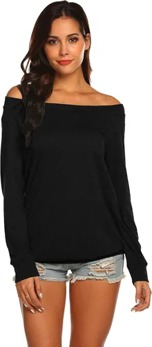 Vista 3 de Halife - Blusa de manga larga con hombros descubiertos y cuello bote para mujer