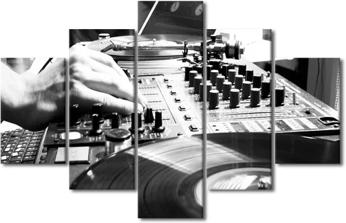 Vista 36 de Lienzo decorativo para pared, diseño de DJ Music Mixes the Track HD impreso en pinturas, 5 piezas de imágenes abstractas para sala de estar, obra