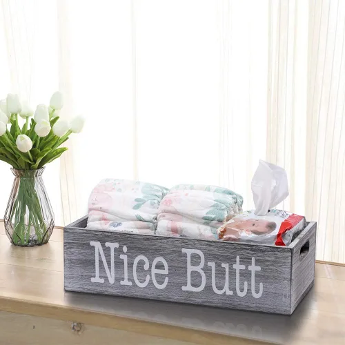 Vista 6 de HOSROOME Nice Butt - Caja decorativa de papel higiénico para baño, dector, granja, contenedor de almacenamiento de madera rústica, divertida caja