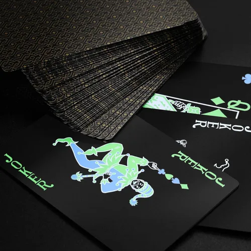 Vista 5 de 2 barajas de cartas de plástico resistentes al agua, color negro, de alta calidad, para jugar póquer profesional, baraja de cartas de lujo