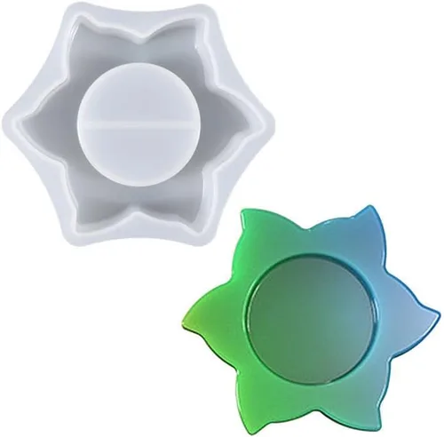 Vista 11 de Portavelas de resina para candelitas, forma de corazón, moldes de silicona de fundición epoxi para decoración de mesa del hogar