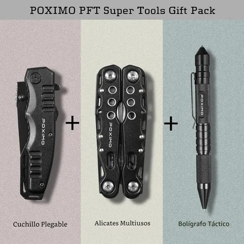 Vista 4 de Juego de regalo multiherramienta para hombres, para papá, él, kit de supervivencia EDC 3 en 1 con alicates múltiples 14 en 1, cuchillo de bolsillo