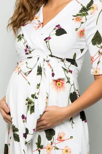 Vista 7 de My Bump - Vestido de mujer envolvente de maternidad, para lactancia con estampado, para Baby Shower para mujer