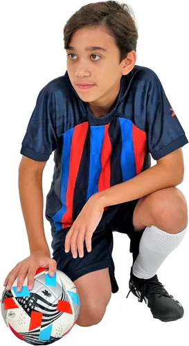 Vista 4 de Uniformes de fútbol para niños, camiseta deportiva y pantalones cortos para niños, ropa deportiva, unisex, de 4 a 14 años