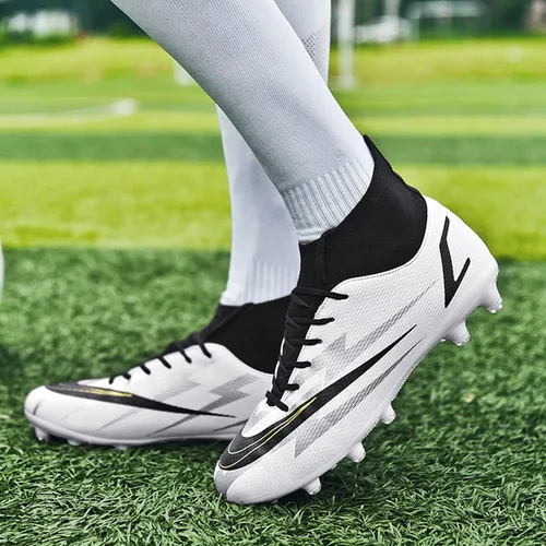 Vista 6 de Beyondjuff Zapatos de fútbol para hombre, tacos de fútbol al aire libre, zapatos de césped juvenil, botas de fútbol para entrenamiento de suelo