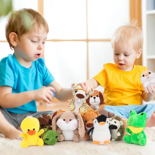 Vista 5 de 12 animales de peluche de safari, juego de juguetes de animales de peluche de la selva, tigre, elefante, león, ardilla, erizo, conejo, animales