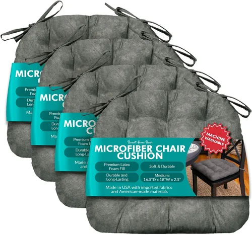 Vista 22 de Barnett Almohadilla para silla de comedor con lazos. Gamuza microfibra, microgamuza, reversible, relleno de espuma de látex, se puede lavar a Negro