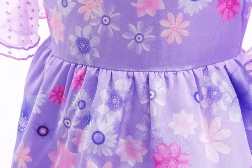 Vista 3 de Vestido de disfraz de princesa para niñas con clip morado clip de flores para el cabello accesorios de cosplay para Halloween