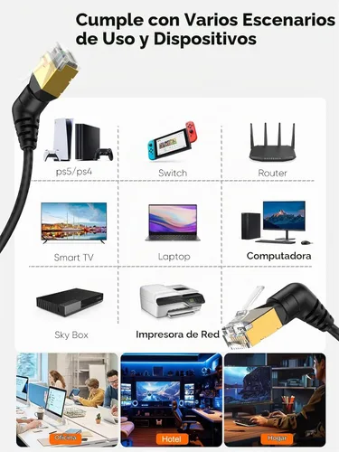 Vista 5 de CableCreation Cable Ethernet CAT8, cable de red LAN CAT8 de rotación de 360