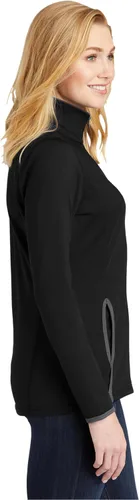 Vista 2 de SPORT-TEK Chamarra Sport-Wick flexible con contraste de cremallera completa para mujer Negro/Gris Carbón
