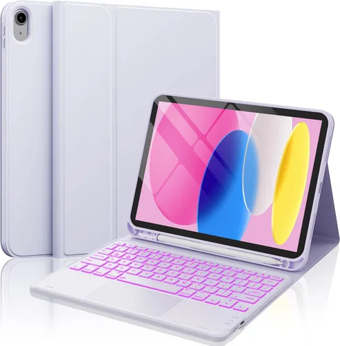 Vista 13 de CHESONA Funda compatible con iPad de 11ª (A16)/10ª generación con teclado Azul