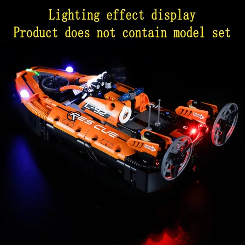 Vista 6 de GEAMENT Kit de luz LED compatible con Lego Rescue Hovercraft - Juego de iluminación para modelo de construcción Technic 42120