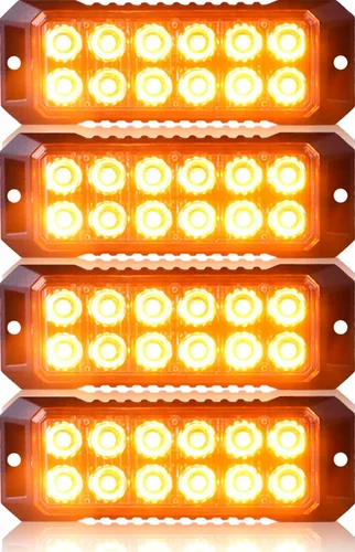 Vista 9 de 2PCS 12 LED ámbar luces estroboscópicas camiones luces intermitentes de emergencia