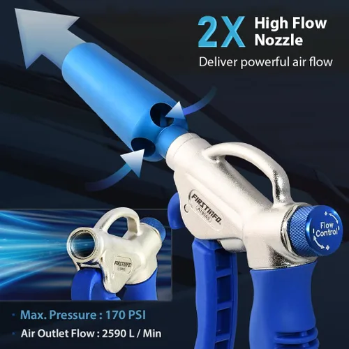 Vista 2 de FIRSTINFO A18563US Windstorm EX (2X Flow) Pistola de aire de alto rendimiento con flujo de aire ajustable