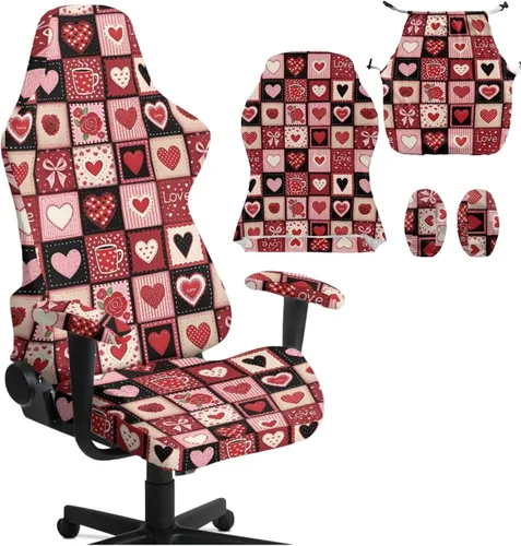 Vista 11 de Heart Gaming Chair Cover for Desk Chair Stretchy Armrest Covers Washable Ergonomic Office Seat Cover Dustproof Gaming Chairs Easy to Fit Home Office