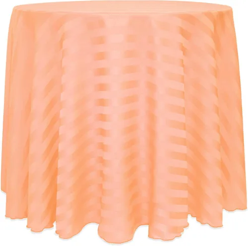 Vista 20 de ULTIMATE TEXTILE Mantel redondo de rayas satinadas de 84 pulgadas color marfil crema