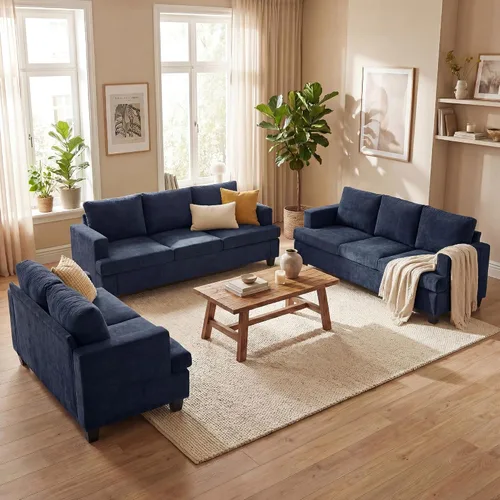 Vista 30 de Fiona's magic Juego de sofá de 6 plazas, juego de 3 piezas cómodo sofá con otomán, sofá de asientos profundos para sala de estar, sofá cama moderno