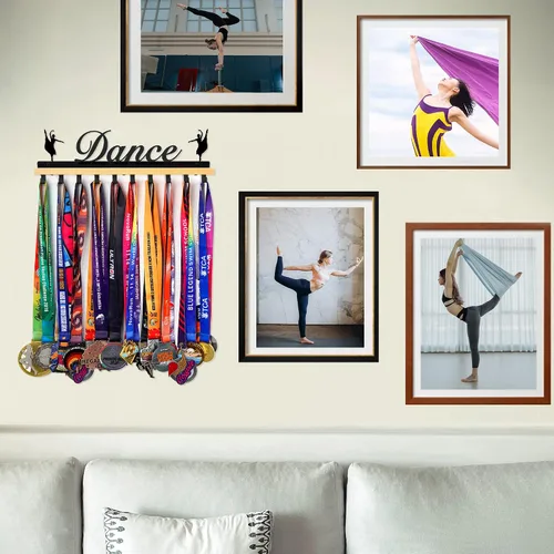 Vista 6 de Goutoports Soporte para medallas de danza, exhibición de medallas de baile y gimnasia, para competición atlética, montaje en pared, más de 60