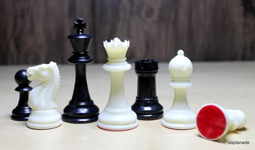Vista 7 de Stonkraft - Juego de ajedrez enrollable de cuero genuino de 19" x 19" con piezas de ajedrez de plástico - Bronceado oscuro
