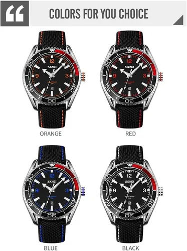 Vista 7 de SKMEI Relojes para hombre, correa de cuero negro, deportivo, grande, grande, de lujo, impermeable, luminoso, vestido de moda, casual, analógico