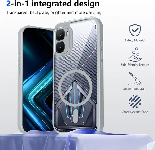 Vista 76 de Funda magnética transparente compatible con Xiaomi 17T, color negro 2 en 1 PC + TPU cubierta de teléfono a prueba de golpes, carcasa protectora
