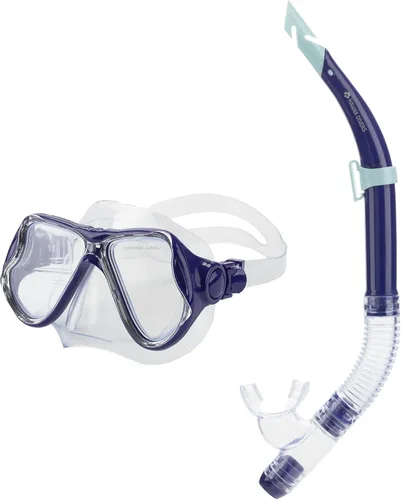 Vista 2 de Hawaii Divers Manta Ray Adult Snorkel Set - Premium 2-Window Tempered Glass Snorkel Mask with Silicone Mouthpiece, Snorkeling Gear for Adults