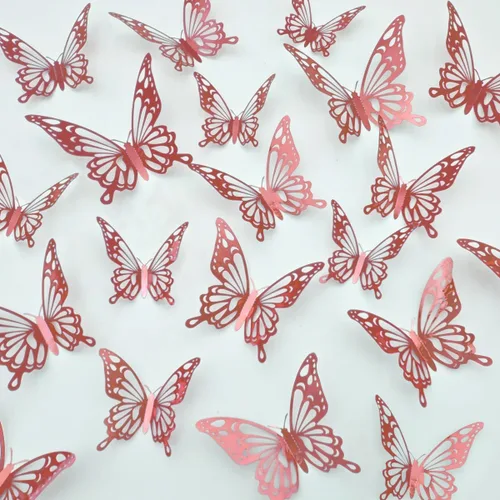 Vista 10 de Calcomanías de pared de mariposa 3D, decoraciones de mariposa para cumpleaños, bodas, fiestas, decoraciones de mariposas para decoración de sala