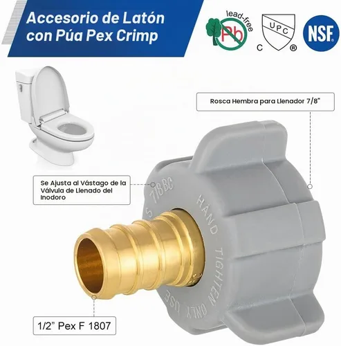 Vista 2 de 1 adaptador giratorio de tuerca de inodoro EFIELD Pex X 7/8 pulgadas