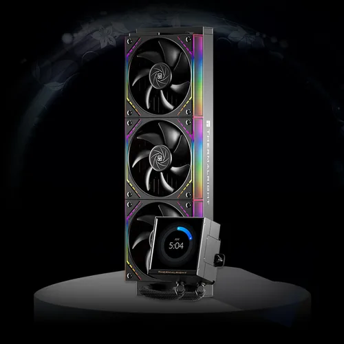 Vista 7 de Thermalright Peerless Vision 360 ARGB - Enfriador líquido de CPU Aio negro, pantalla IPS con resolución de 480 x 480, 60 HZ, ventilador de CPU