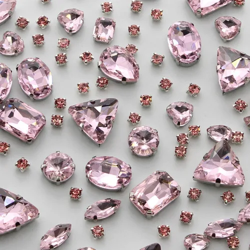 Vista 22 de TANOSII 100 diamantes de imitación para coser con formas mixtas, gemas de cristal para coser en gemas de cristal, parte trasera plana con garra Ab