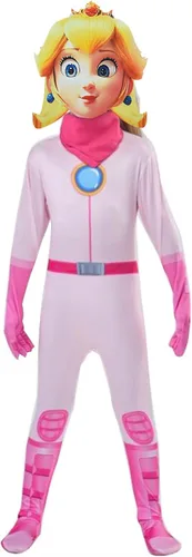 Vista 6 de SHELOVESIT Disfraz de princesa melocotón, disfraz de cosplay de Halloween para niñas