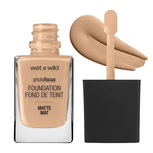 Vista 19 de wet n wild - Base líquida Photo Focus con acabado mate, vegana y libre de crueldad animal, color ámbar beige (Amber Beige)