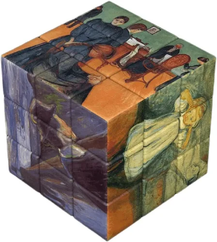 Vista 3 de World Famous Paintings Magic Cube, Art Magic Square, Creative Puzzle Cube (pintura tradicional china)