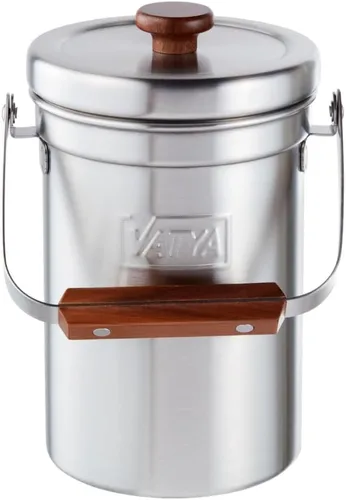 Vista 9 de Vatya Contenedor de compost de cocina de acero inoxidable, sin filtro, compostador, cubo de compostaje, contenedor pequeño de basura de alimentos
