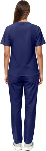 Vista 3 de Natural Uniforms - Juego de uniforme médico unisex, conjunto de camisa y pantalón (juego estándar de uniforme de trabajo)