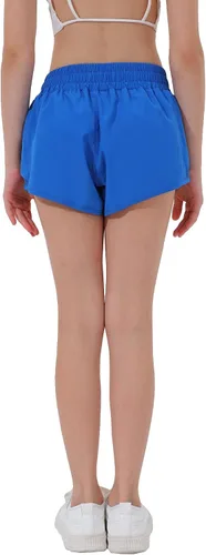 Vista 4 de Aurefin Pantalones cortos deportivos para niñas, pantalones cortos ligeros para correr para adolescentes, niñas, pantalones cortos deportivos