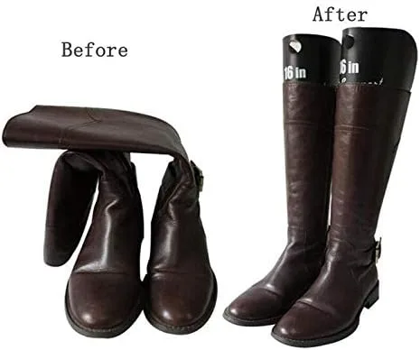 Vista 5 de XUMIN 2 pares de plástico negro grueso para botas largas con inserciones de forma de botas altas y cortas soporte automático soporte soporte soporte