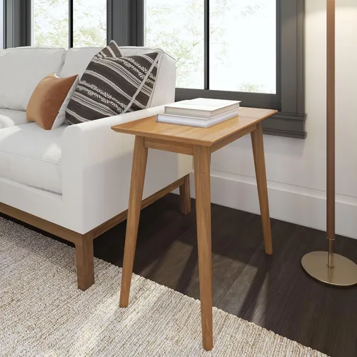 Vista 18 de Plank+Beam Mesa auxiliar de madera con almacenamiento, mesas auxiliares modernas de mediados de siglo para sala de estar, mesita de noche pequeña