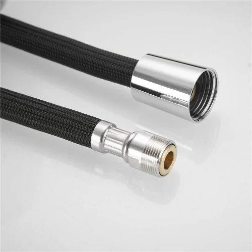 Vista 7 de Grifo desplegable para fregadero de baño de cocina de 1/2 pulgada IPS negro trenzado manguera de cabeza extraíble de 59 pulgadas o 59.1 in